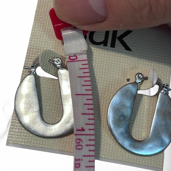 The Sak Silver Earrings Cut Out Hoops Dangle Pierced NWT - Picture 5 of 5